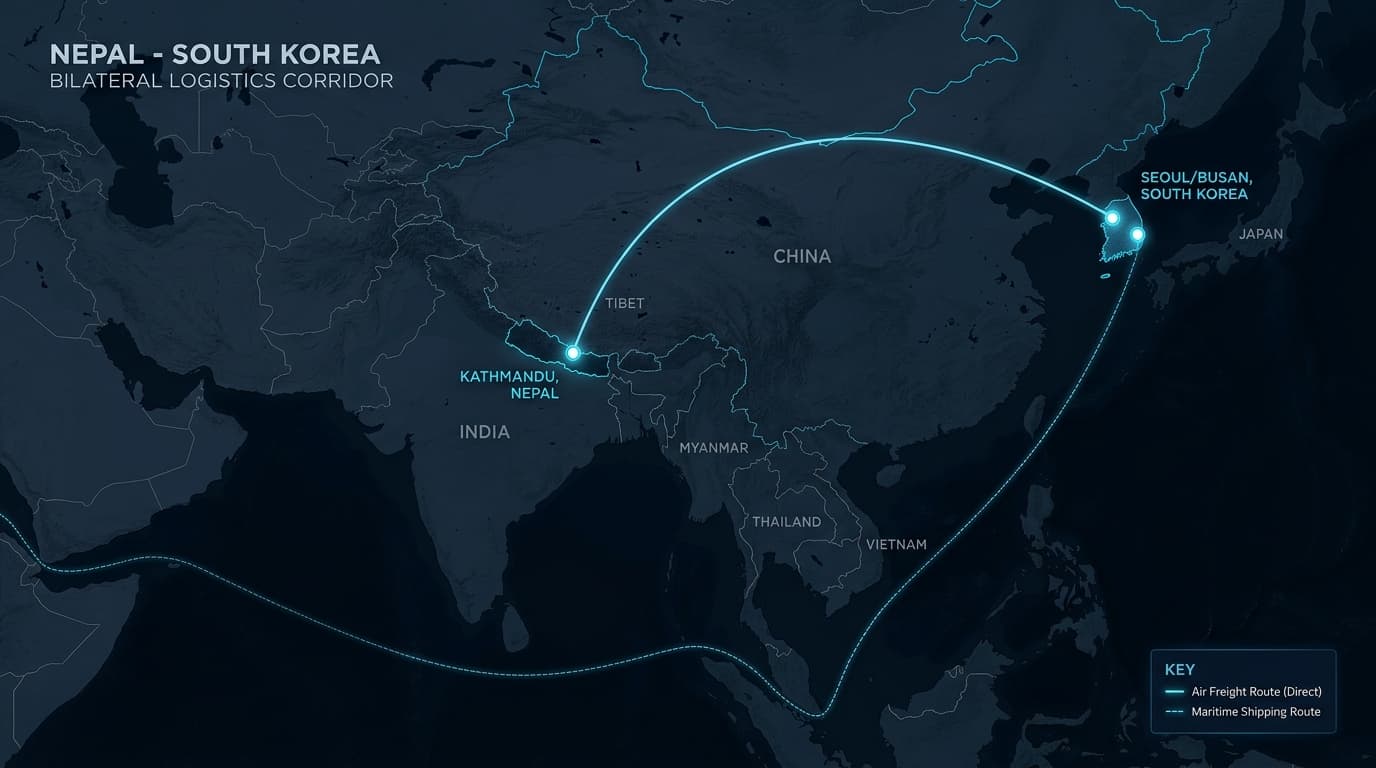 Focus Korea Nepal to South Korea Bilateral Trade Corridor Map